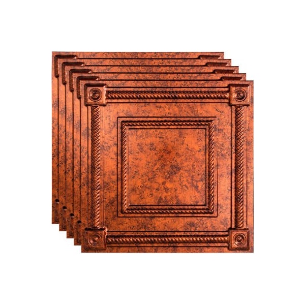 Acoustic Ceiling Products Fasade Coffer - 23-3/4" x 23-3/4" PVC Lay In Tile in Moonstone Copper - PL6118 - main